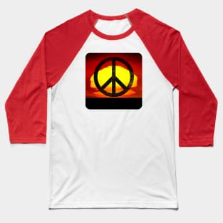 Sunset Silhouette Distressed Peace Symbol Baseball T-Shirt